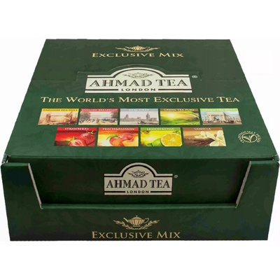 Ahmad Tea Exclusive Mix kolekcia porciovaných čajov v drevenej kazete 90 vrecúšok