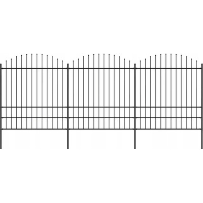 vidaXL Zahradní plot s kopím nahoře ocelový 537 x 200 cm černý