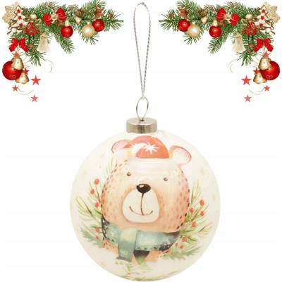 H&S Decoration VIANOČNÁ GUĽA DEKORATÍVNA ĽAHKÁ VIANOČNÁ DEKORÁCIA NA STROMČEK MEDVEĎ - 8cm
