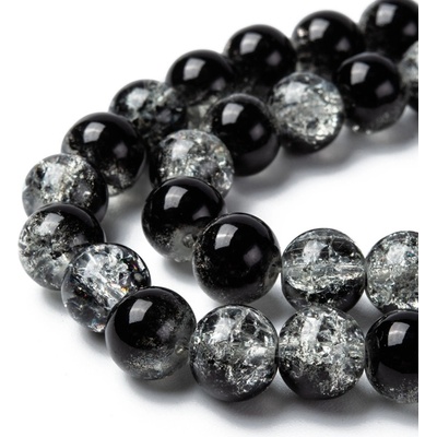 Praskané korálky - černobílé - ∅ 8 mm - 10 ks – Zboží Dáma