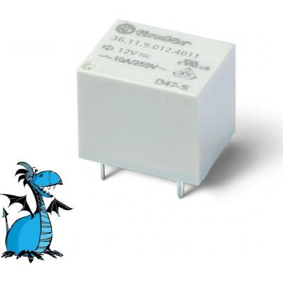 Finder 36.11.9.012.4011, 1P/10A, 12V DC, AgSnO2
