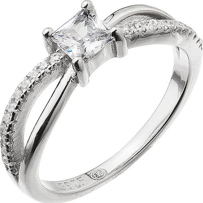 Evolution Group Stříbrný prsten čtvercový bílý zirkon 15016.1