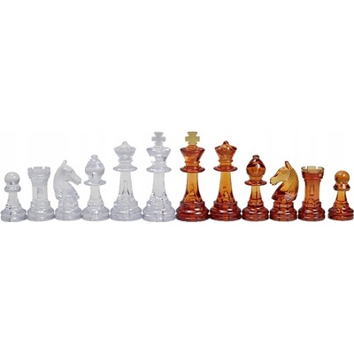 Šachové figúrky Staunton č. 6, transparentné jantárovej farby (kráľ 96 mm) Sunrise Chess & Games