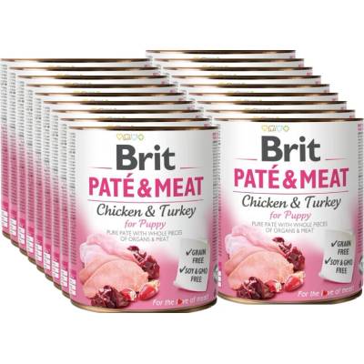Brit Paté & Meat kurča a morka pre štěniatka 18 x 800 g