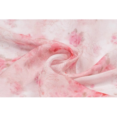 Hedvábný šifon s květinovým vzorem – Roséa