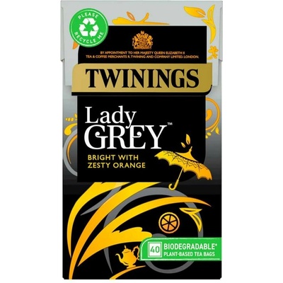 Twinings Černý čaj LADY GREY 40 sáčků 100 g