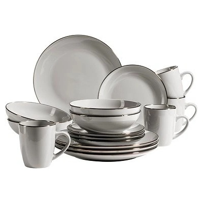 Mäser GREY METALLIC RIM Jedálenská súprava 16 ks