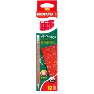 Kores Графитен молив с гума, HB, триъгълен, KORES "Mathmagic" 92830 (92830)
