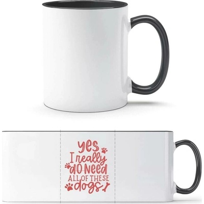 PrintEQ TTH Dvoubarevný Hrnek Design pro majitele více psů Bílá Černá Standard Dárky 250 ml