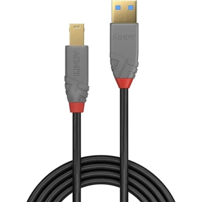 Lindy Кабел Lindy Anthra Line, от USB Type-A 3.0 (м) към USB Type-B 3.0 (м), 0.5 м, черен (LNY-36740)