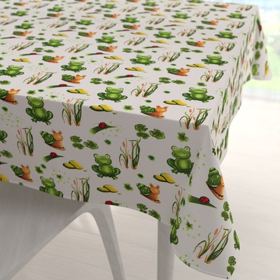 Biante bavlna štvorcový obrus Sandra SA-609 Žabky a slimáky na bielom 90x90 cm