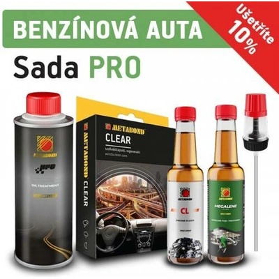 Metabond Set aditiv pro benzínové motory - Metabond PRO 250 ml + Metabond CL 250 ml + Metabond Megalen 250 ml + Metabond Clear + Profesionální dávkovací hlava