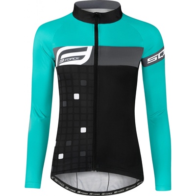 Force SQUARE DÁMSKY dlhý rukáv ČIERNO-tyrkysová