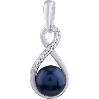 SILVEGO Strieborný prívesok s čiernou pravou prírodnou perlou JST16959PB