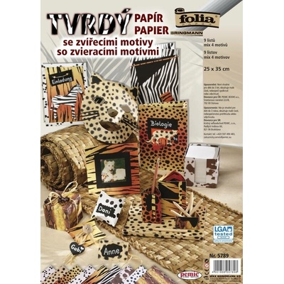 Papír na scrapbooking A4 300g/m2 9ks Animal