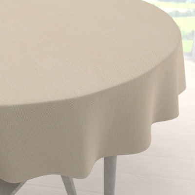 Biante Veľký okrúhly obrus BKM-305 Krémové cik-cak pásiky Ø 240 cm