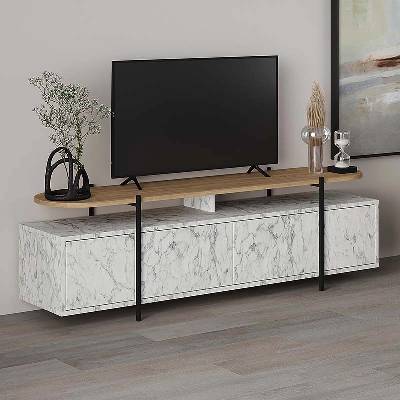 TopMebel Телевизионни мебели Hanley от меламин в черен мраморен ефект 160x35, 6x48см