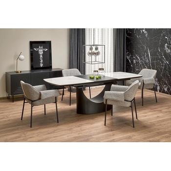 Halmar Разтегателна маса osman бял мрамор / черно