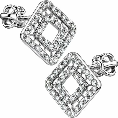 Zlaton Náušnice bílé zlato pecky se zirkony 1.2cm 2.15g 000532606251
