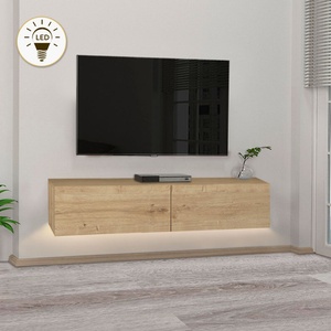 TopMebel Aristo TopMebel меламинов стенен шкаф за телевизор с LED осветление в цвят сапфирен дъб 135x31.6x25cm
