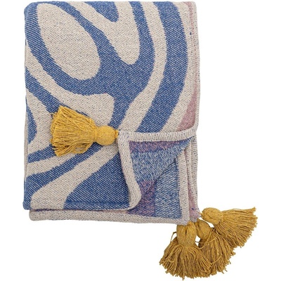 Bloomingville Синьо одеяло със смес от памук 130x160 cm Arlie - Bloomingville (82063219)