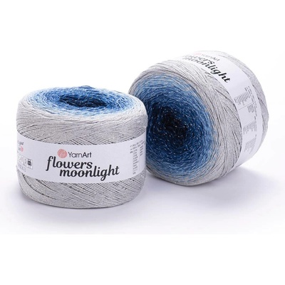 Yarn Art Příze Flowers Moonlight 3271 tmavě modrá, modrá, šedá