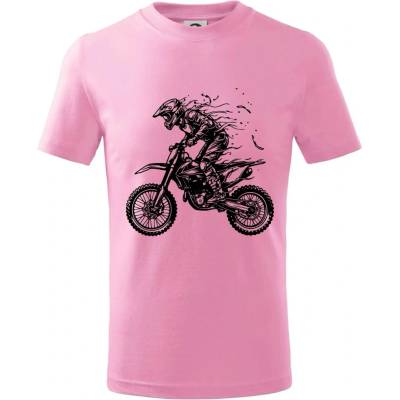 Cross Enduro kostra tričko detské Ružová