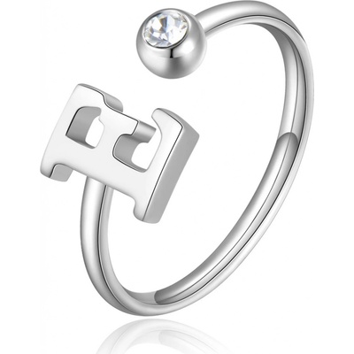 S`Agapõ Stylový ocelový prsten E s krystalem Click SCK176