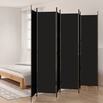 vidaXL Параван за стая, 6 панела, черен, 300x220 cм, плат (350209)