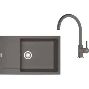 Franke - Кухненски комплект G277ŠK, мивка от фрагранит MRG 611-78 BB и смесител FC 6018.084, сив камък 114.0700. 799 (114.0700.799) Мивка за вграждане