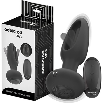 Addicted Toys - анален вибратор с подвижен език (черен)