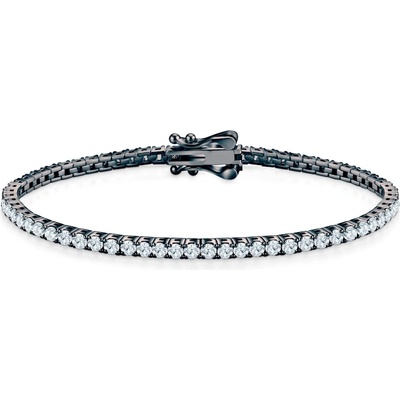 SAVICKI Тенис гривна Luminy 2, 2 мм: черно сребро, моисанити