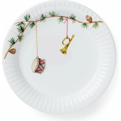 Kähler Design Bílý dezertní porcelánový talíř s vánočním motivem 19 cm Hammersh i Christmas