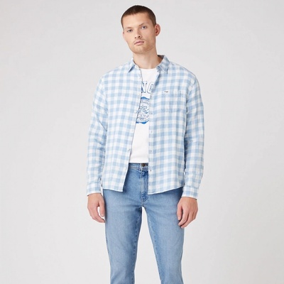 Wrangler pánská košile LS 1 PKT SHIRT LIGHT INDIGO W5A9OPX4E