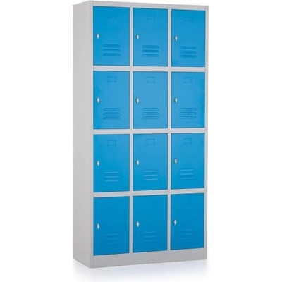 Rauman ral 5012 Kovová 12 boxů 90 x 40 x 185 cm otočný zámek modrá