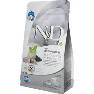 N&D N&D White Dog Puppy Mini Sea Bass, Spirulina & Fennel за подрастващи кученца с бяла козина от мини породи породи, с лаврак, спирулина и фенел 1.5kg