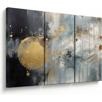 Obraz - Abstrakcia so zlatou guľou, trojdielne 120x80 cm