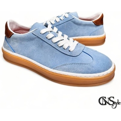 GNStyle Дамски кецове gazelle от естествен велур в светло син цвят