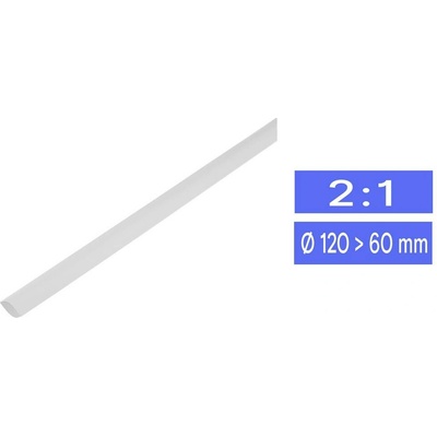 TRU COMPONENTS 1225506 zmršťovacia bužírka bez lepidla biela 120 mm 60 mm Pomer zmrštenia:2:1 metrový tovar