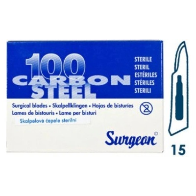 JAI SURGICAL LTD. Čepelky skalp.SURGEON č.15 steril.100ks