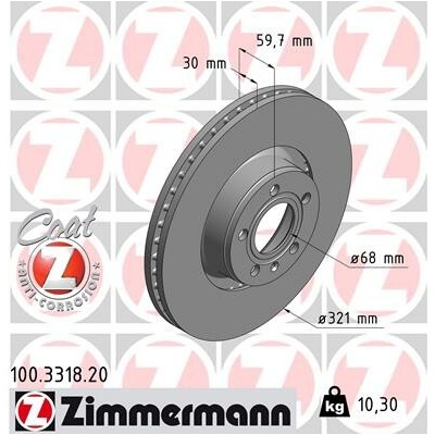 Brzdový kotúč ZIMMERMANN 100.3318.20 (100331820)
