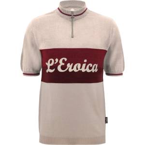 Santini Мъжка фланелка с къс ръкав за колоездене Santini Eroica Vino Wool Jersey Cycling jersey - Cappuccino (056-3918-0213)