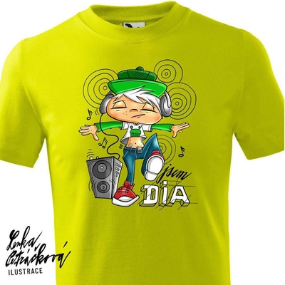 Catcaredia Dia triko Music limetka