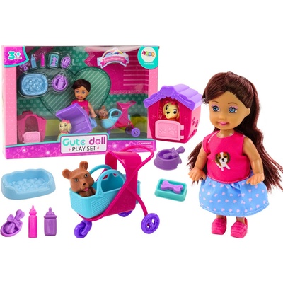 LEAN Toys so psíkmi Príslušenstvo pre psíkov Ružové šteniatko 16 ks.