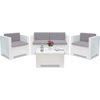 BICA Бели техноратанови мебели с диван Colorado Coffee 4 Bica (BC9017BL)