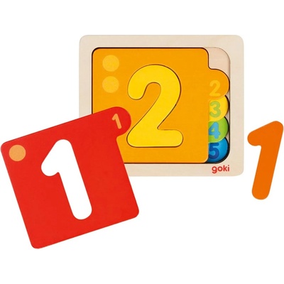 Goki Дървен многопластов пъзел Goki - Числа (57410)