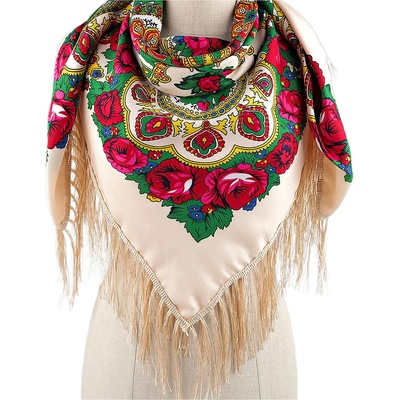 Prima-obchod folklór květy s třásněmi 20 béžová světlá