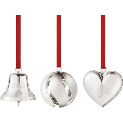 Georg Jensen Vánočná sada 3 ozdôb 2026 Bell/Ball/Heart Palladium – sběratelská edice