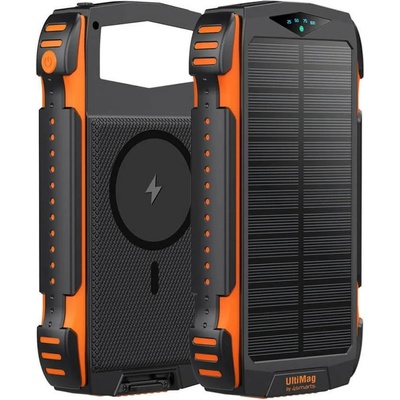 4smarts Външна батерия/power bank/ 4smarts Rugged TitanPack UltiMag, 20 000mAh, соларна, черно-оранжева, 2xUSB-A, 1xUSB-C, фенер, LED индикация за батерия, удароустойчива, MagSafe безжично зареждане (496560)