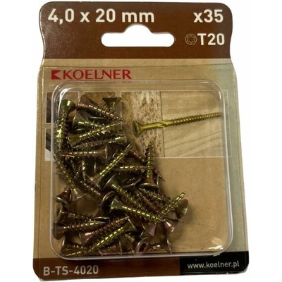 KOELNER Skrutka kalená konštr. do dreva, zapust.hlava,4x20mm